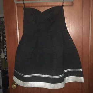 Black strapless cocktail dress
